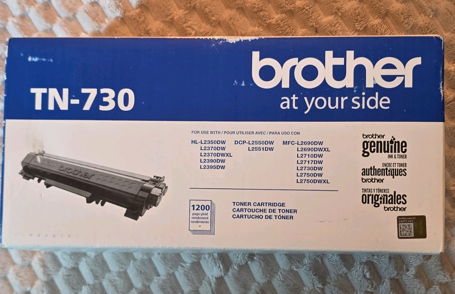 Brother Genuine TN-730 Black Laser Toner for HL-L2350DW DCP-L2550DW