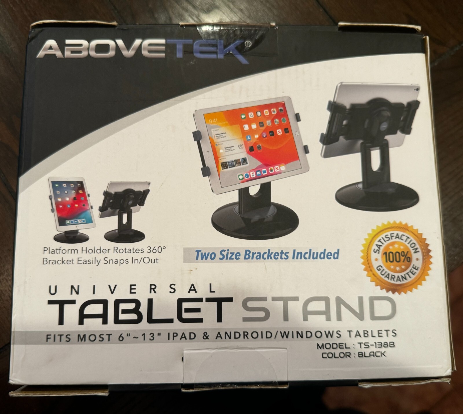 ABOVETEK - Universal Tablet Stand Holder- Black Model TS-138B