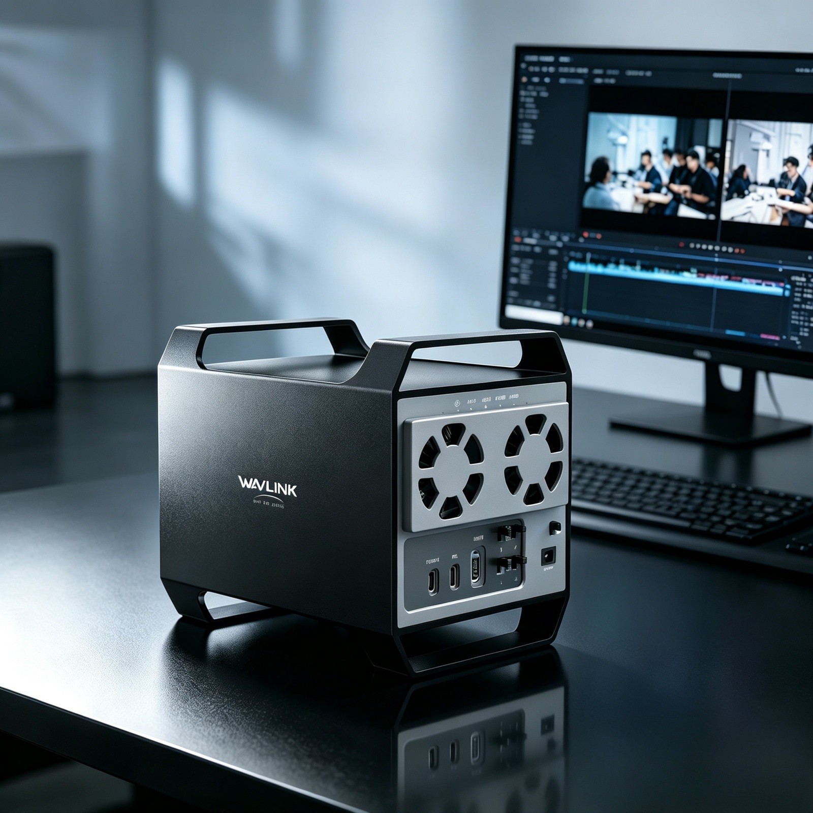 4-Bay Hard Drive Enclosure Built-in Cooling Fans for 3.5/2.5'' SATA HDD/SSD 88TB