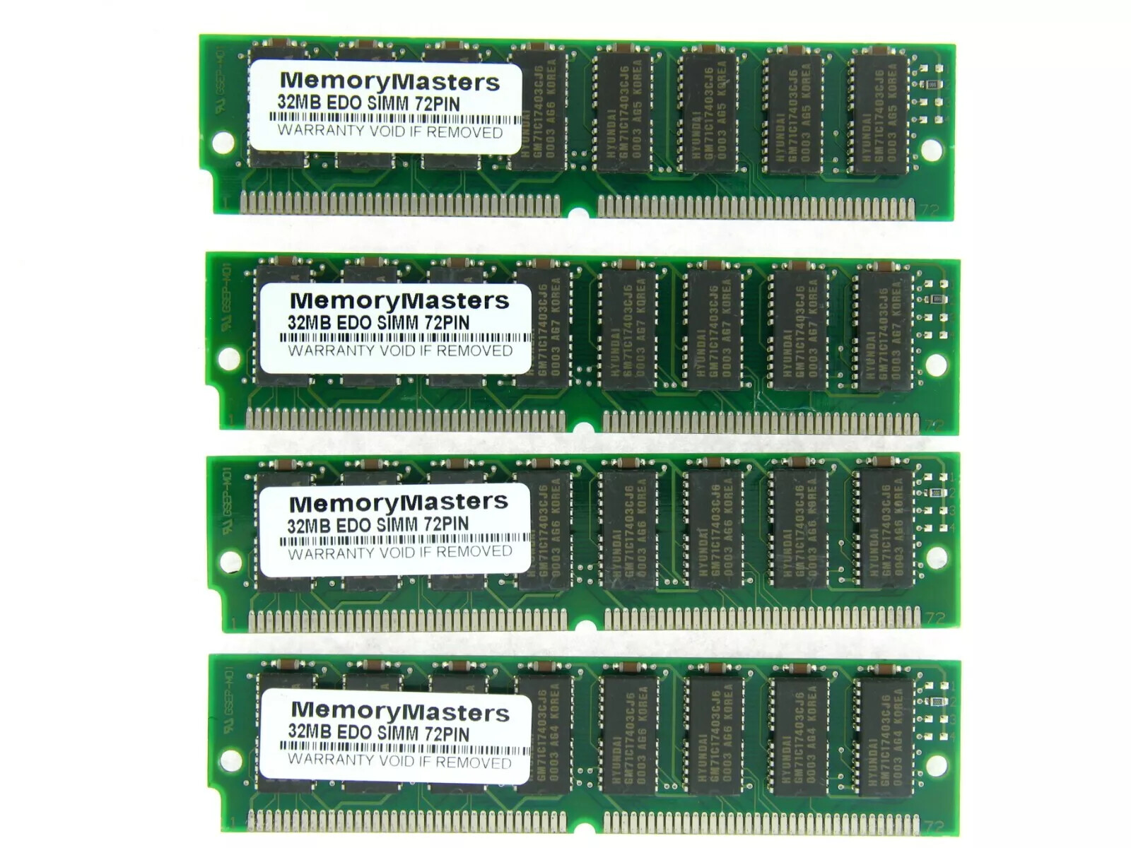 128 MB MEG 4x 32MB EDO SIMM 72 pin 60 ns 60NS NON-PARITY Memory RAM 72PIN 