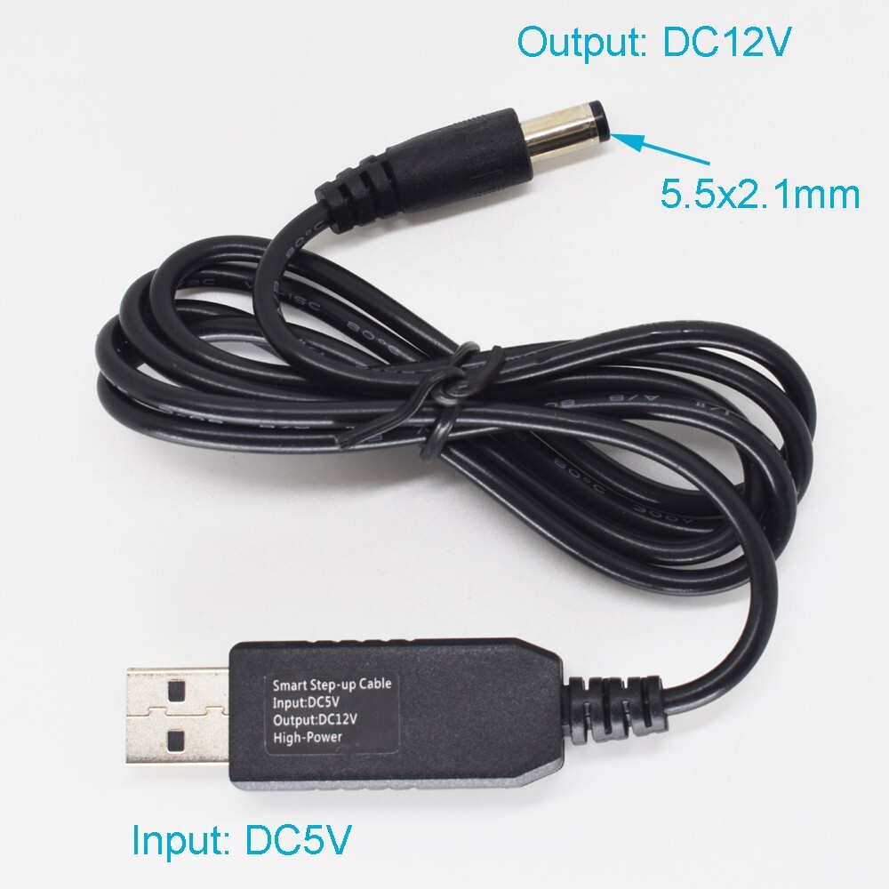 50pcs High Quality 3.3ft/1M USB A Male 5V to 12V DC 5.5x2.1mm Male Step-Up Cable