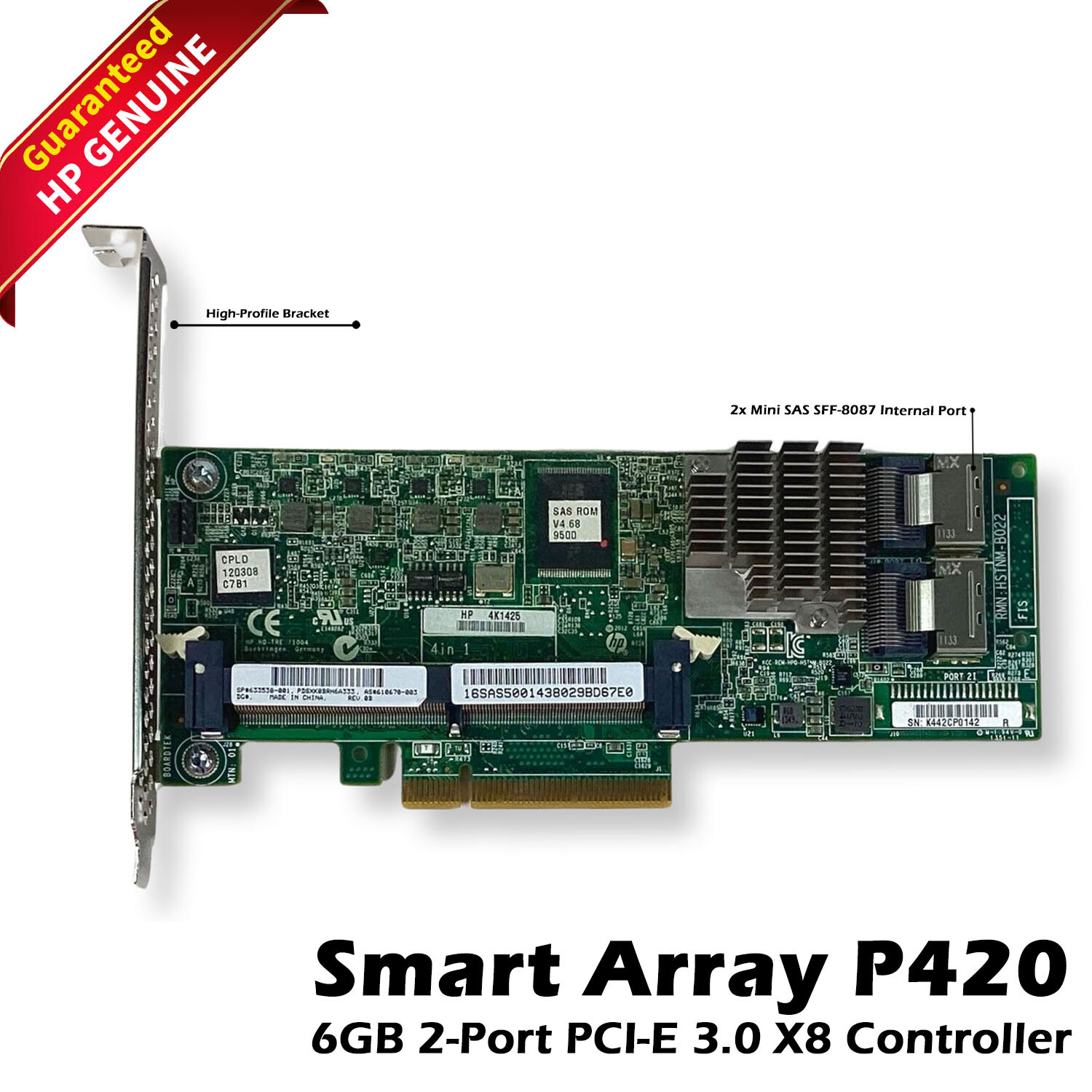 631671-B21 633538-001 HPE Smart Array P420 FBWC 6Gbs 2-Ports PCIe SAS Controller