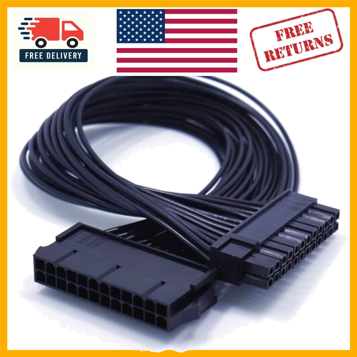 Heat Resistant 12.6" ATX 24 Pin Extension Cable for Better Cable Management