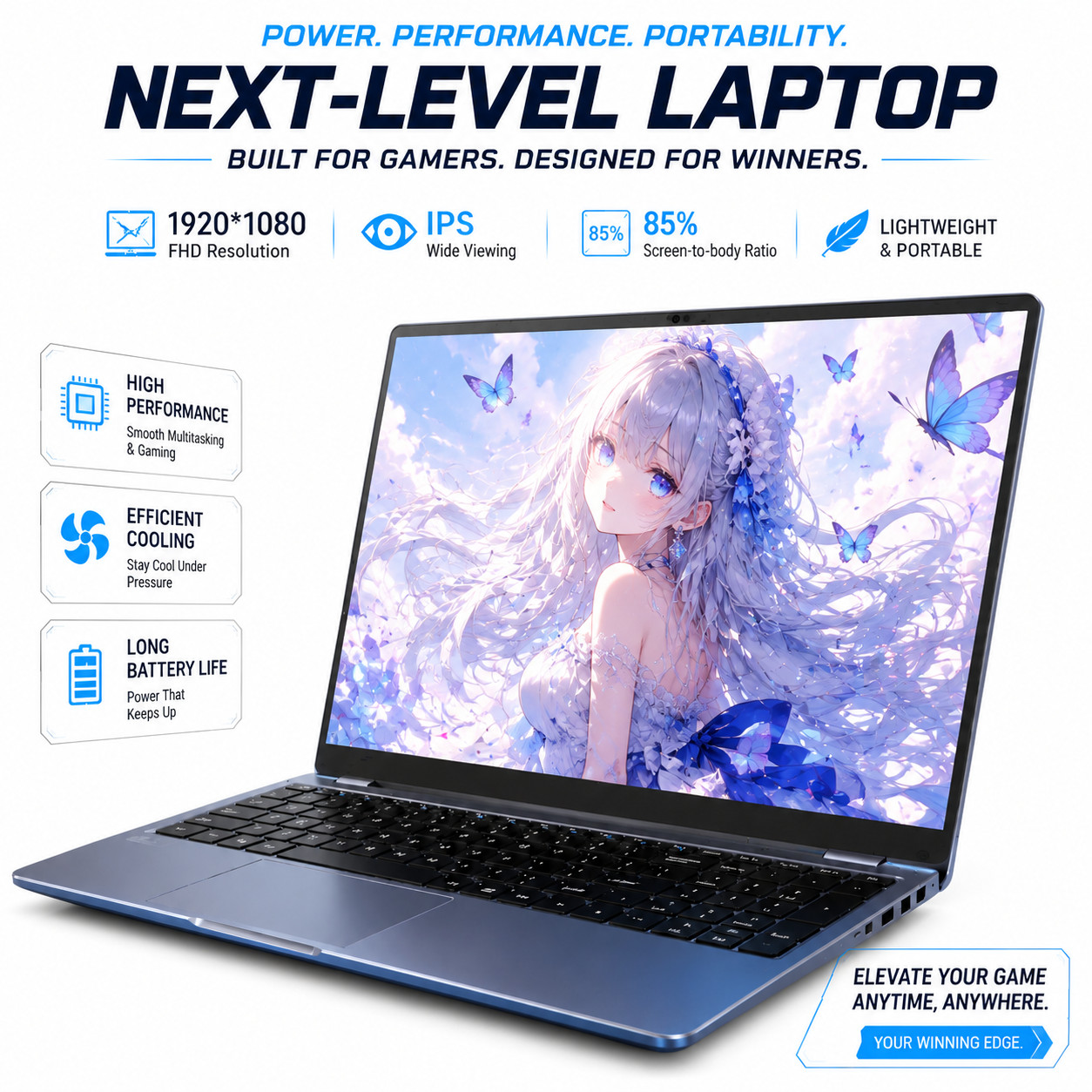 15.6" Laptop 16GB+512GB Windows 11 Computers Support WiFi, Bluetooth