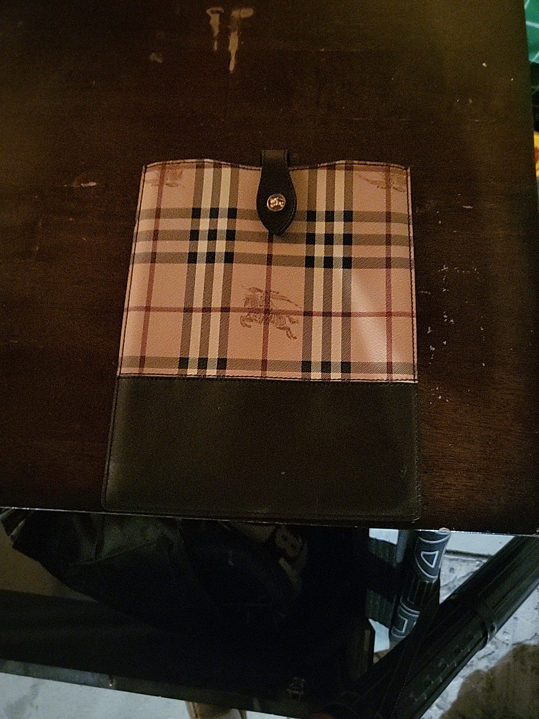 BURBERRY Nova Check iPad Case PVC Beige Gold Auth 116045 *Read Description*