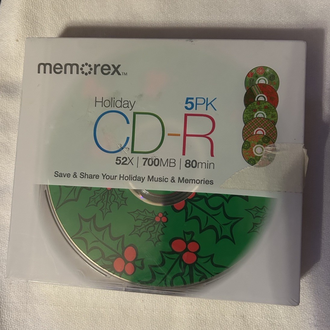 Memorex Christmas Holiday Theme CD-R 52X 700MB 80min /5PK New Sealed