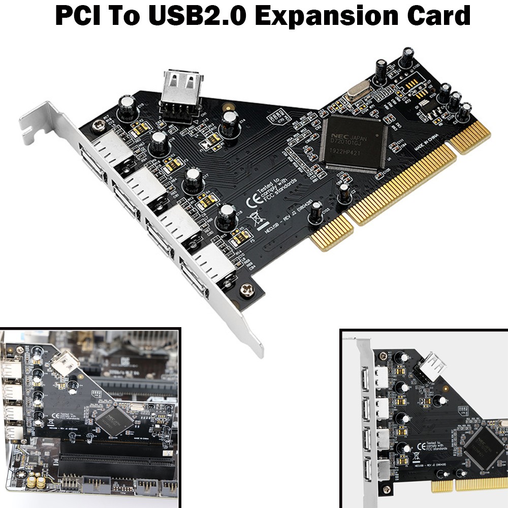1*PCI to 4 Ports External+1 Port Internal USB 2.0 Expansion Card Chipset for NEC