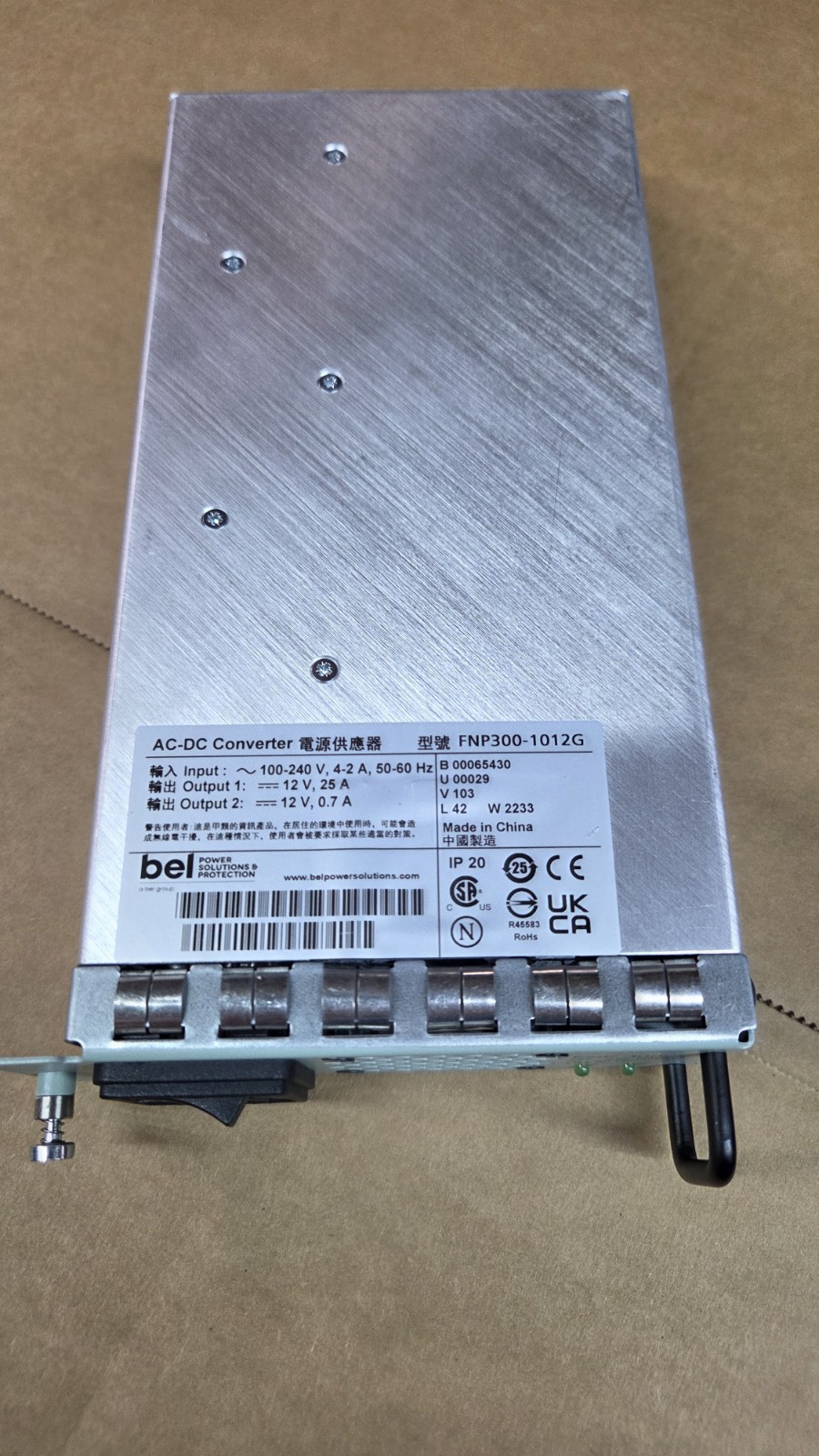 BEL POWER SOLUTIONS FNP300-1012G AC DC converter 100-240v 4-2A 12V