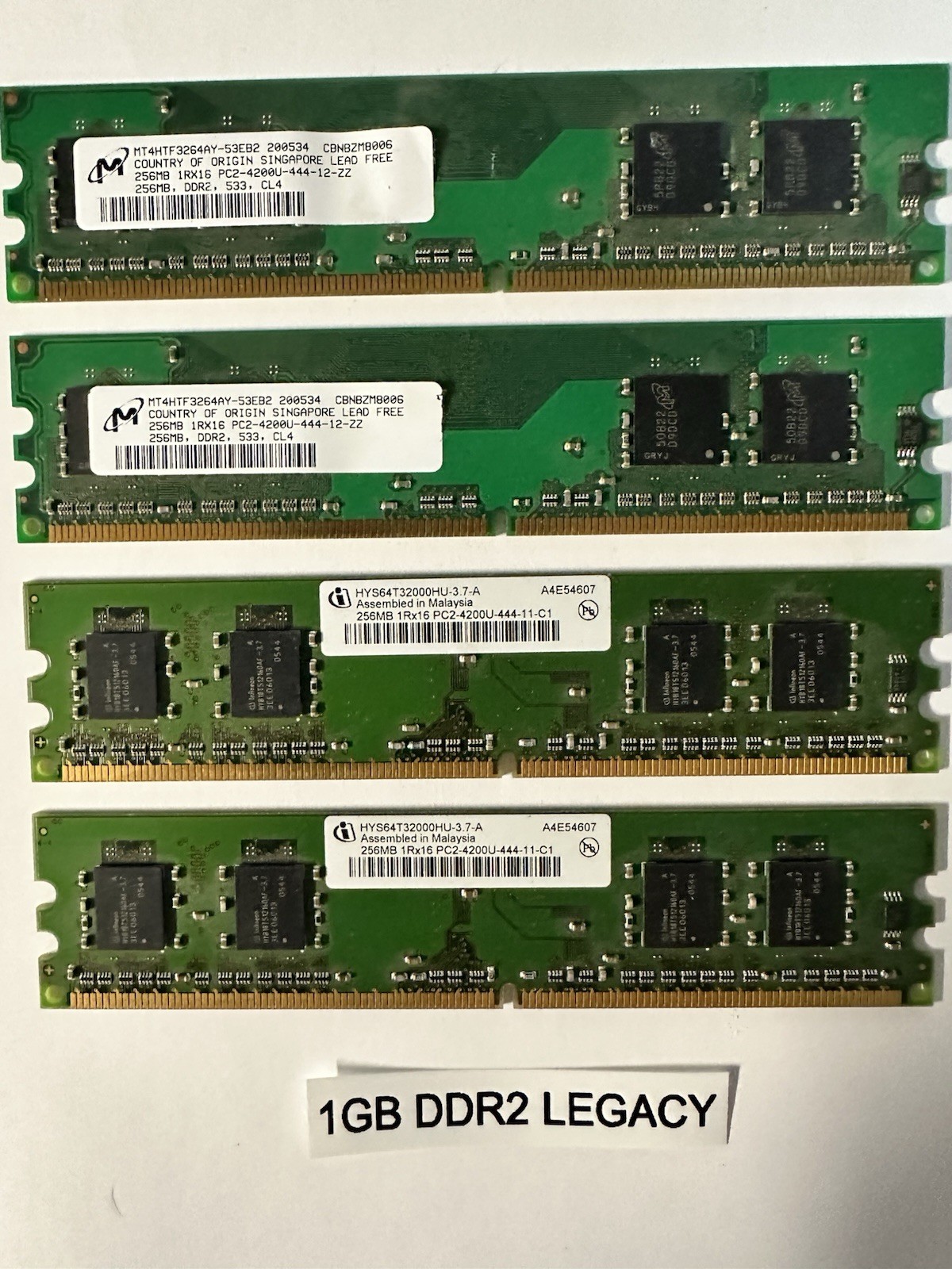 1GB DDR2 RAM Lot (4x256MB) PC2-4200 533MHz DIMM – Retro / Legacy Desktop Memory
