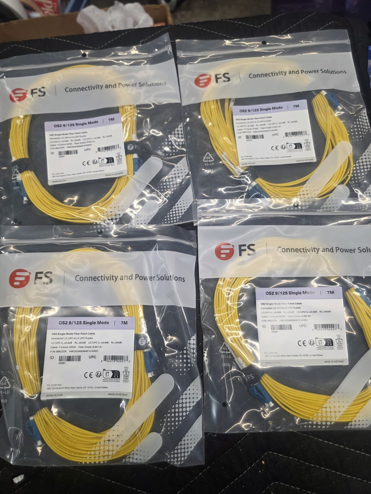 4)  7m  LC UPC to LC UPC Duplex Single OS2 9/125 Fiber Optic Cable
