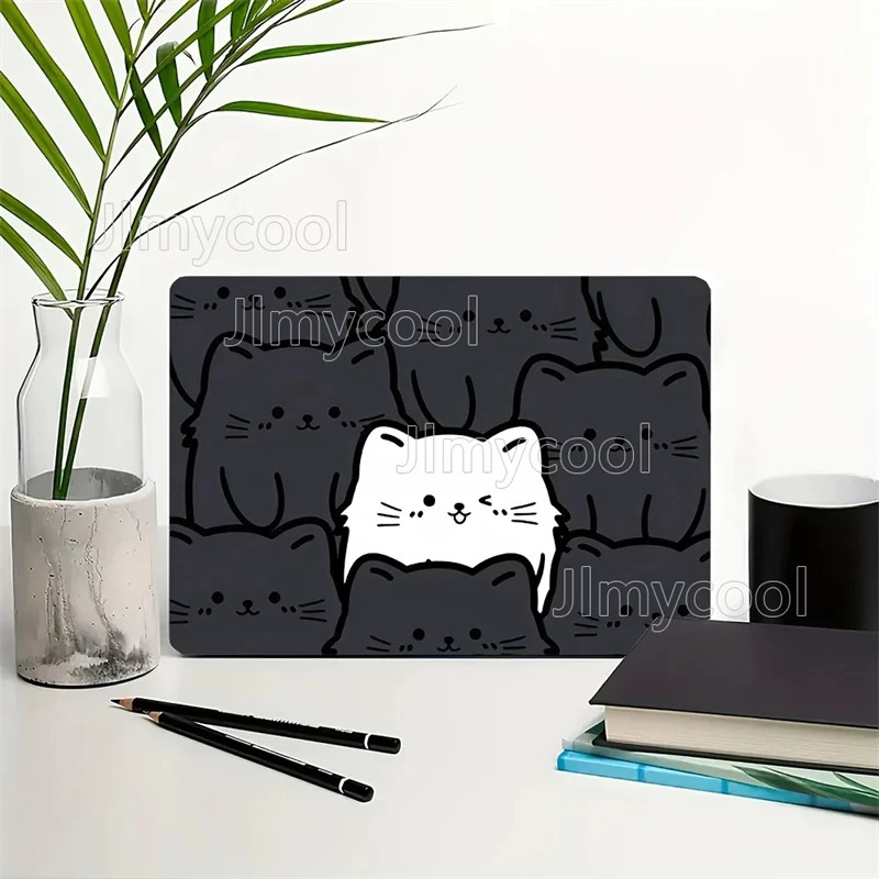2xBlack White Cat Design PVC Laptop Skin Easy To Apply Traceless Sticker 39x27cm