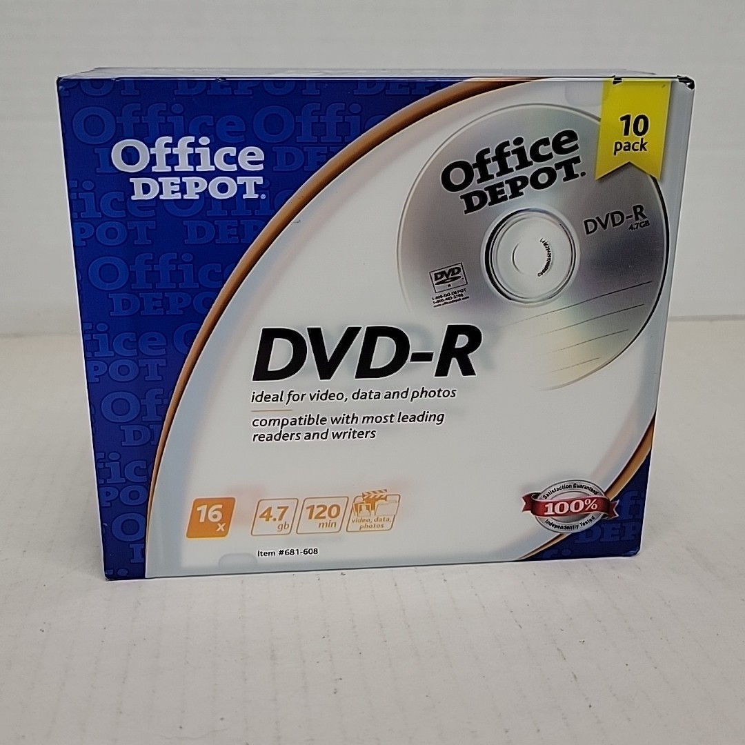 10 Pack OFFICE DEPOT DVD+R 120 Minute, 4.7 GB, 16x Blank CD Discs, NEW / SEALED