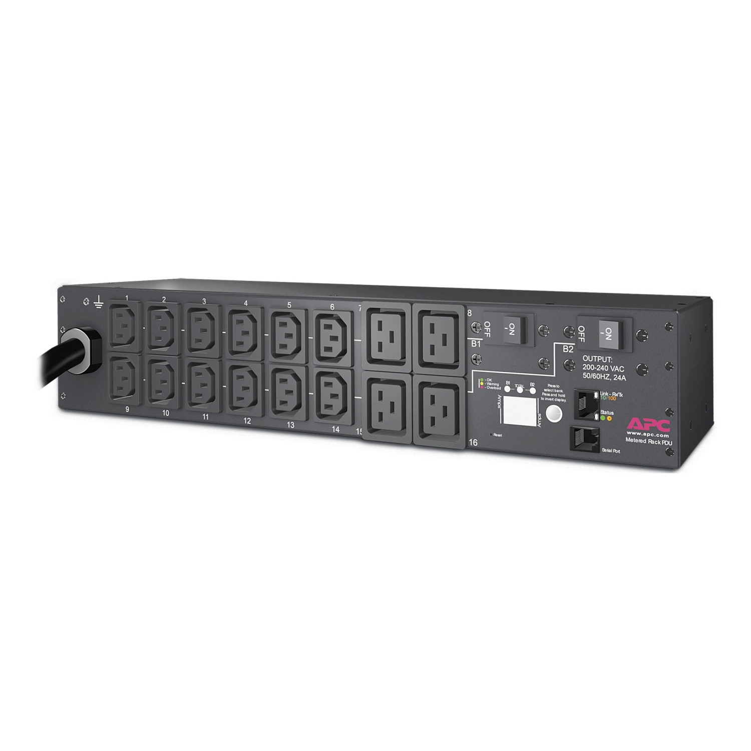 APC AP7811B Netshelter Metered PDU 5kW 30A 208-230V with 12 C13 & 4 C19 Outlets