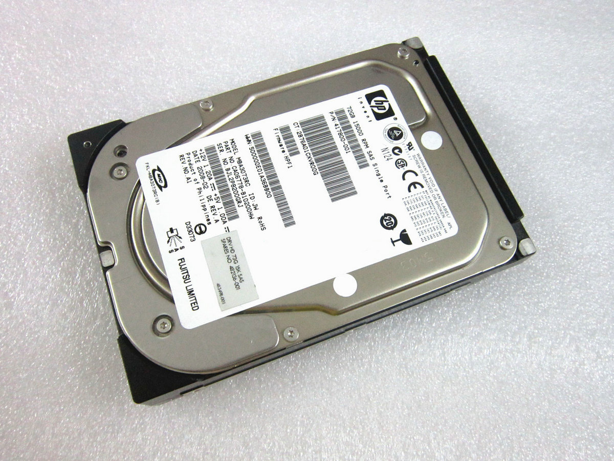 HP Workstation Hard Disk MBA3073RC 417800-001 72G 15K SAS 482136-001