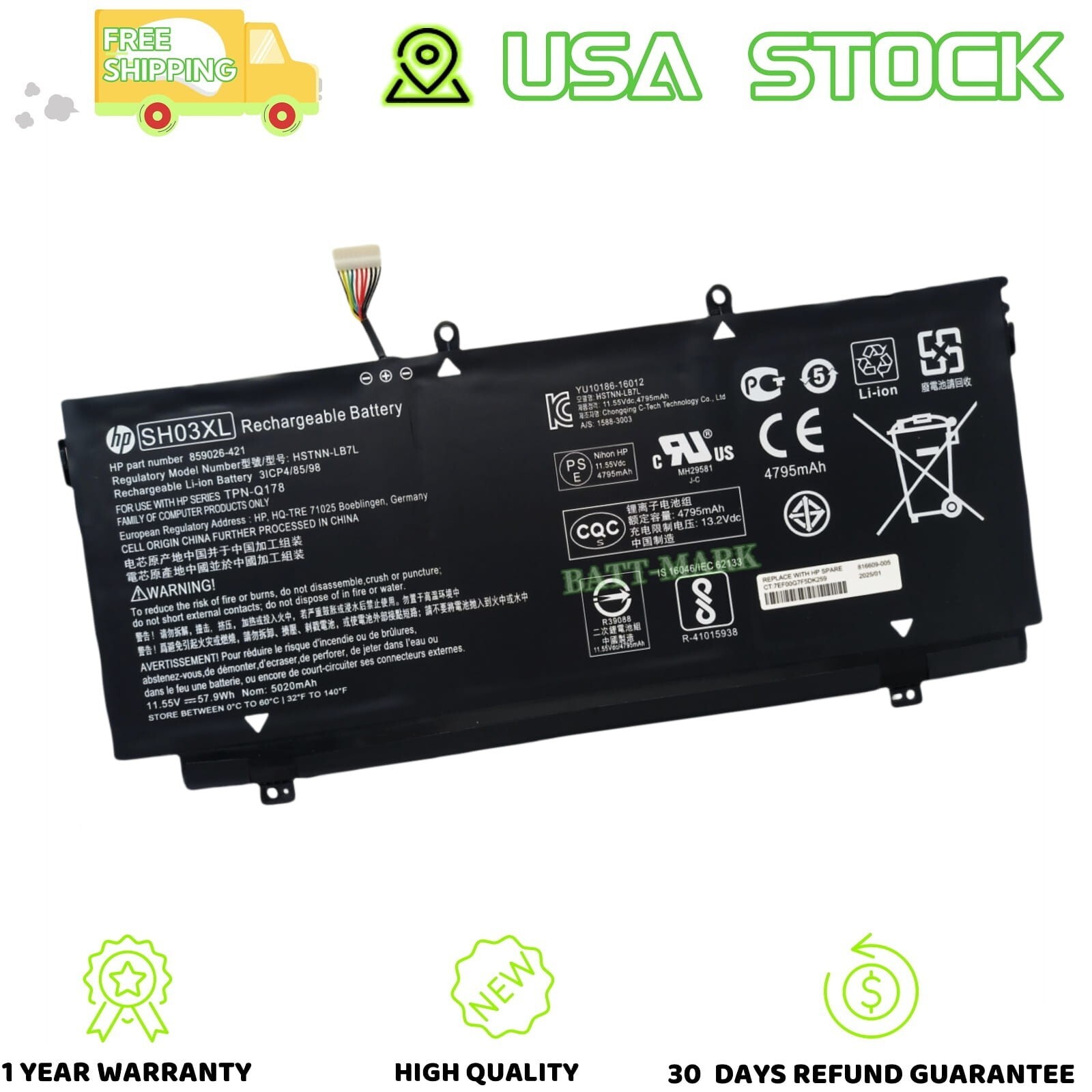 GENUINE SH03XL 859356-855 Battery For HP ENVY 13-AB063 13-AB072 13-AB073
