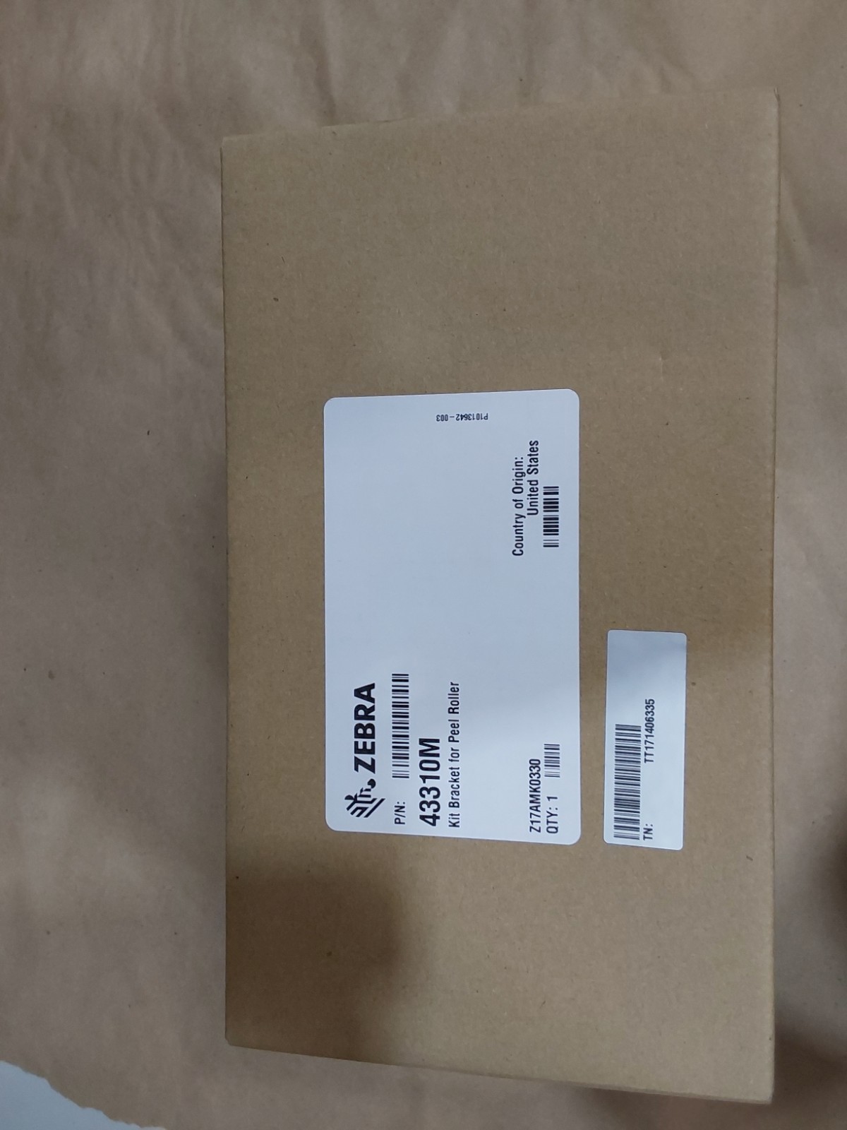 NEW IN BOX Zebra 43310M Kit Bracket for Peel Roller for ZM400 ZM600 Printers