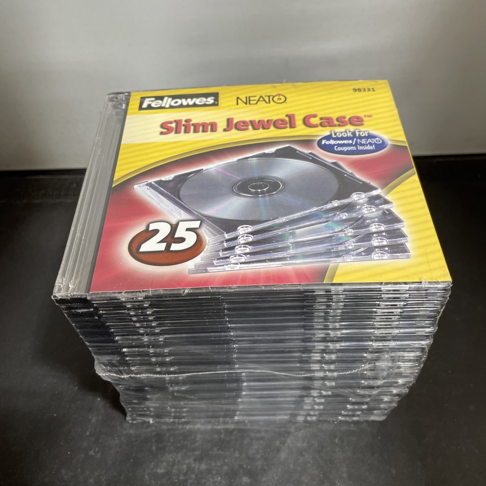 Fellowes Slim Jewel Case 25-Pack CD/DVD Cases (98331) - New