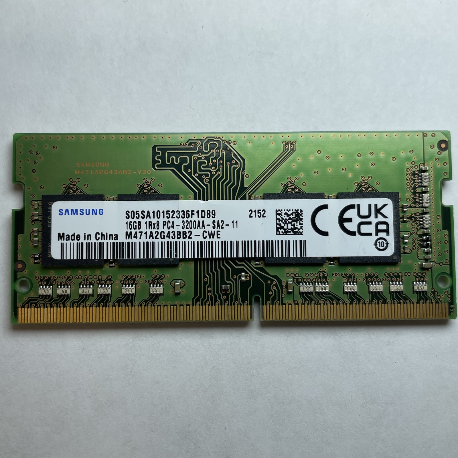 Samsung M471A2G43BB2-CWE 16GB DDR4 PC4-3200AA 1Rx8 Laptop SODIMM RAM
