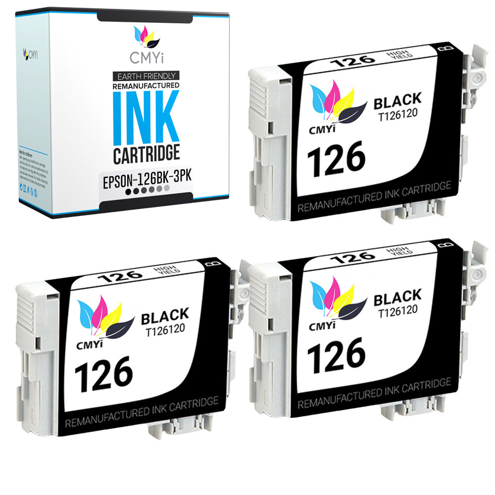 3PK Black T126 Ink Cartridges for Epson 126 Stylus NX330 Workforce 435 520 545