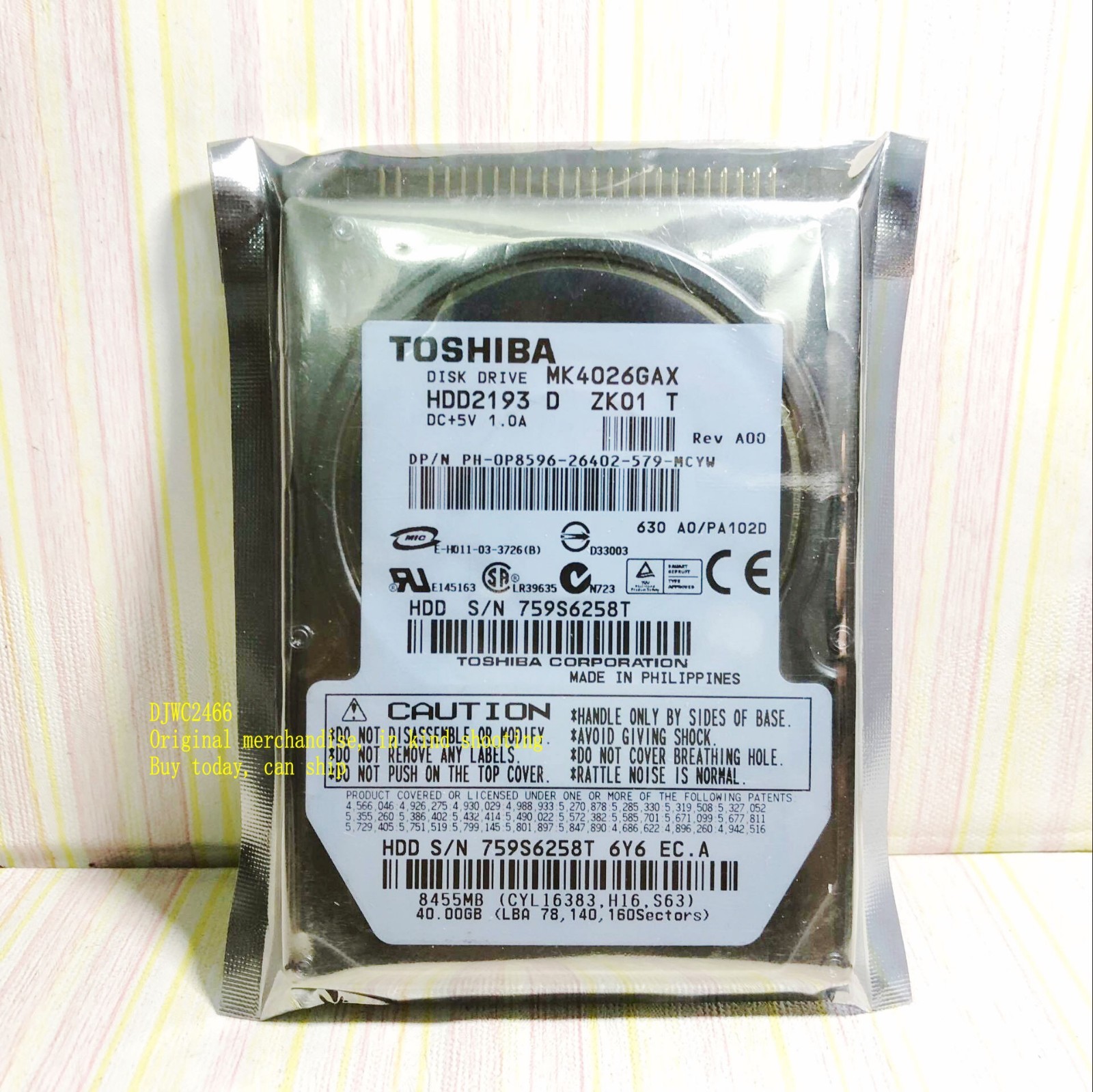 Toshiba MK4026GAX 40GB built-in 5400RPM 2.5" (HDD2193) IDE Car hard drive