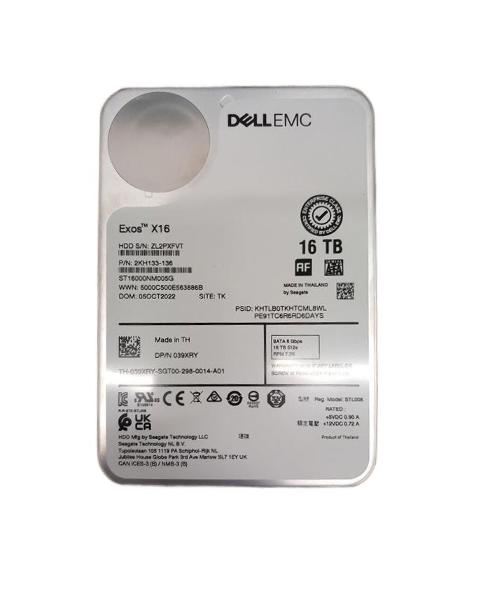 Hard drive Dell 16TB 7.2K HDD SATA 6G 3.5" 512e 39XRY
