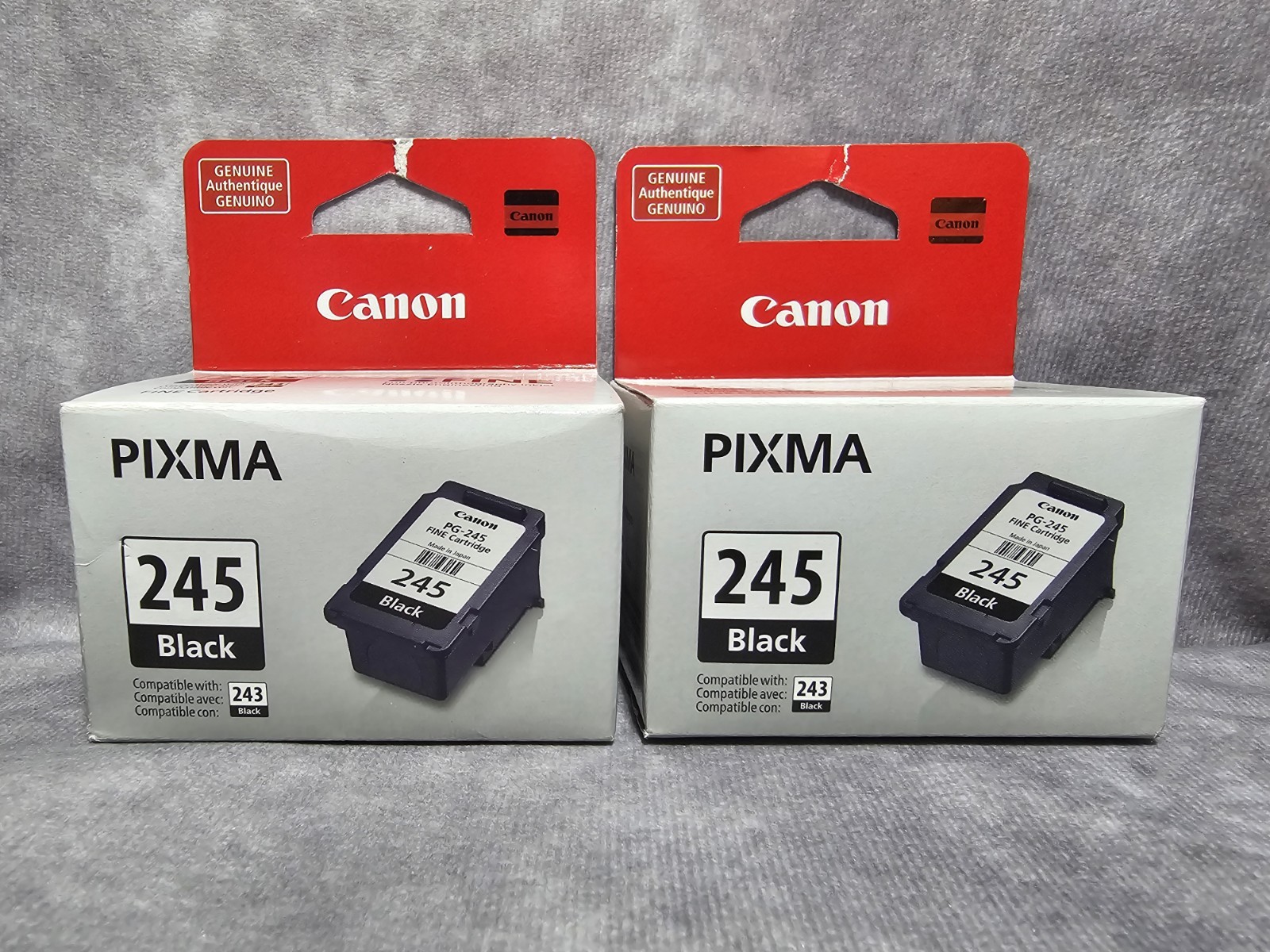 2x Canon PIXMA 245 Black Ink Cartridge Genuine OEM New Sealed NIB PG-245