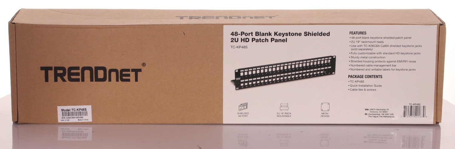 TRENDnet TC-KP48S 48-Port Blank Keystone 2U HD Patch Panel 19" Rackmount Ready