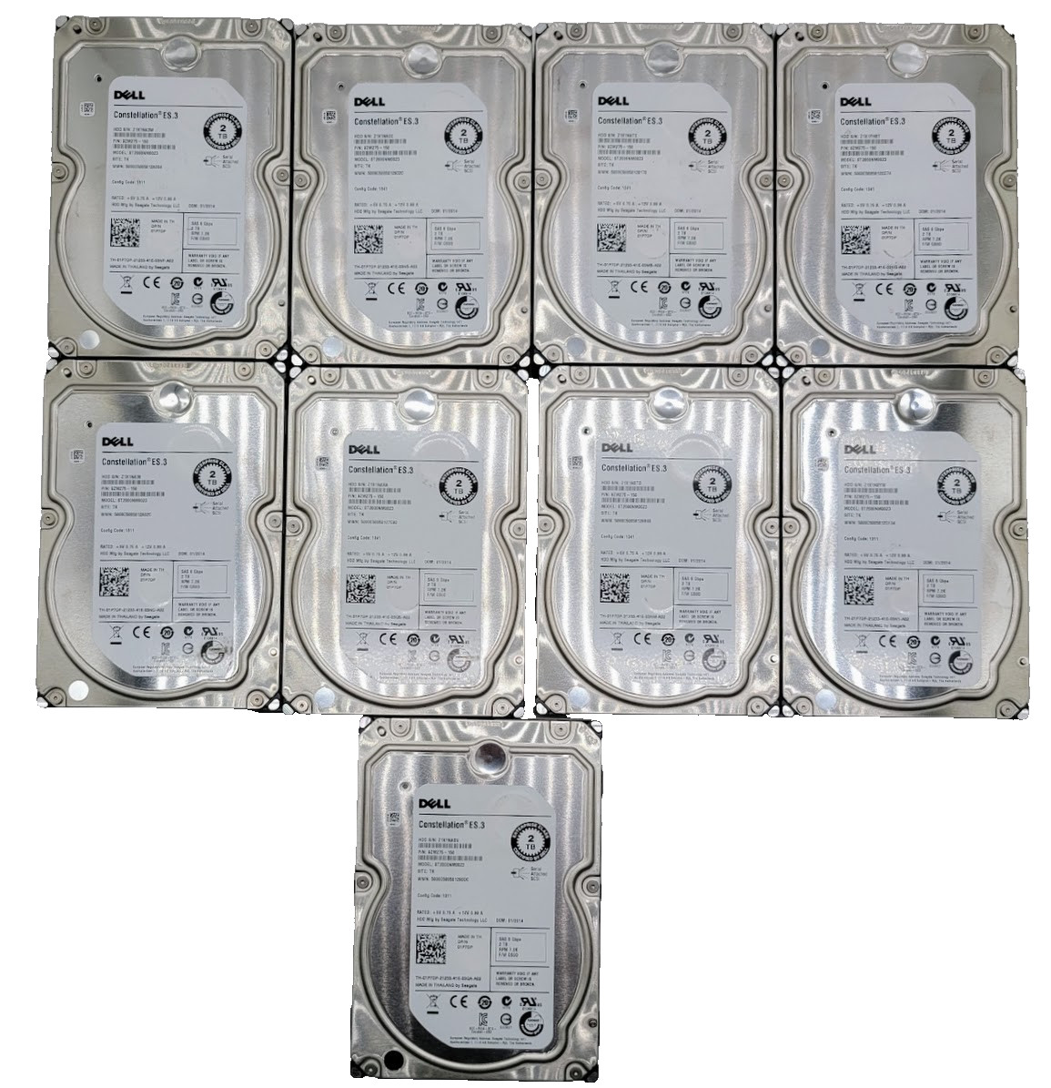 SAS-Lot of 9 Dell/seagate SAS 3.5" 2 TB ST2000NM0023 HDD 