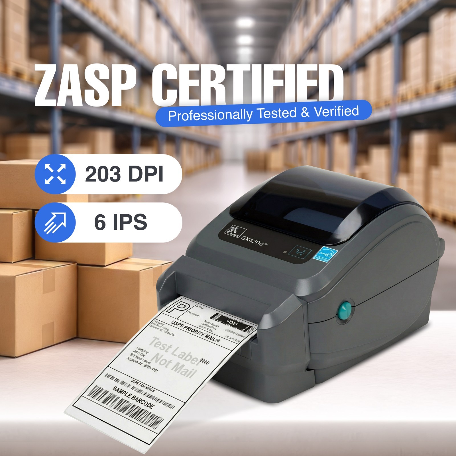 ZASP Sertified ⚡ Zebra GX420d Thermal Barcode Label Printer Cutter USB Serial