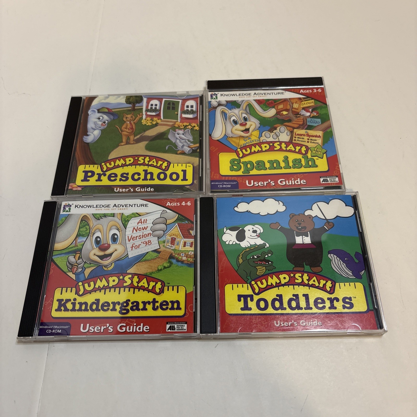 Lot of 4 Vintage JumpStart, Preschool  CD-ROM (Toddlers)