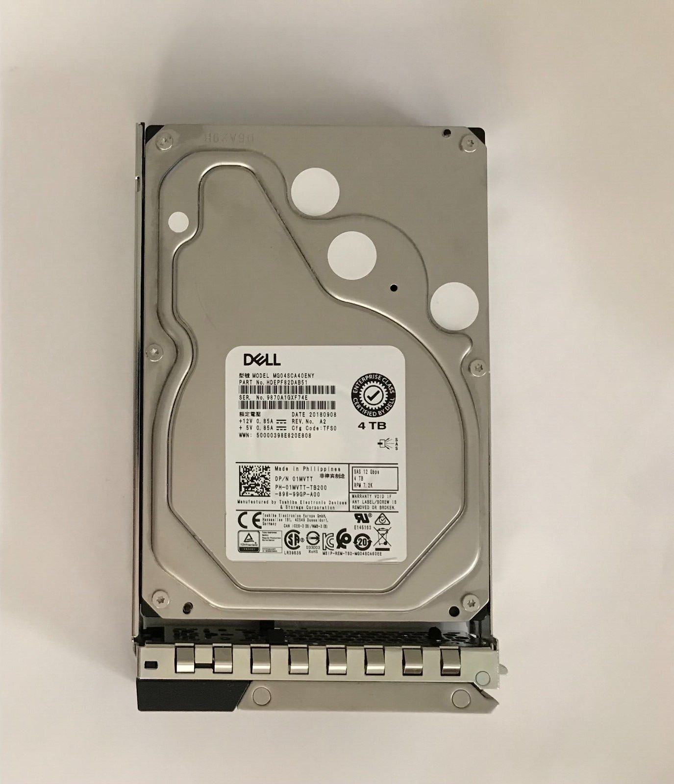 1MVTT Dell  Toshiba MG04SCA40ENY 4TB 7.2K RPM 12Gb/s NL 3.5'' SAS R440 R540 HDD