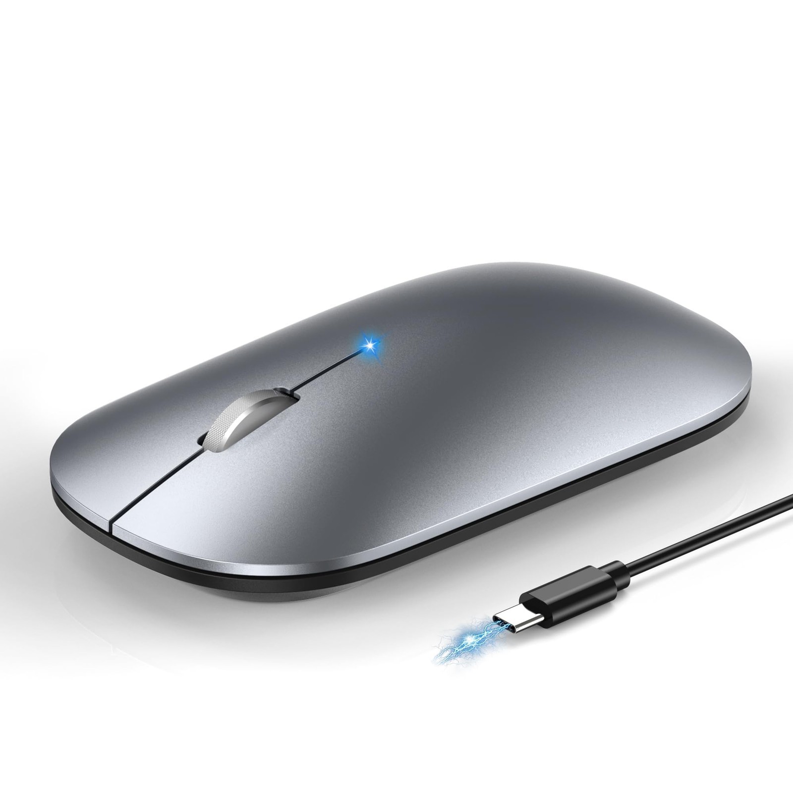 TECKNET Bluetooth Mouse for MacBook, [ USB + BT5.0 + BT3.0 ] Silver