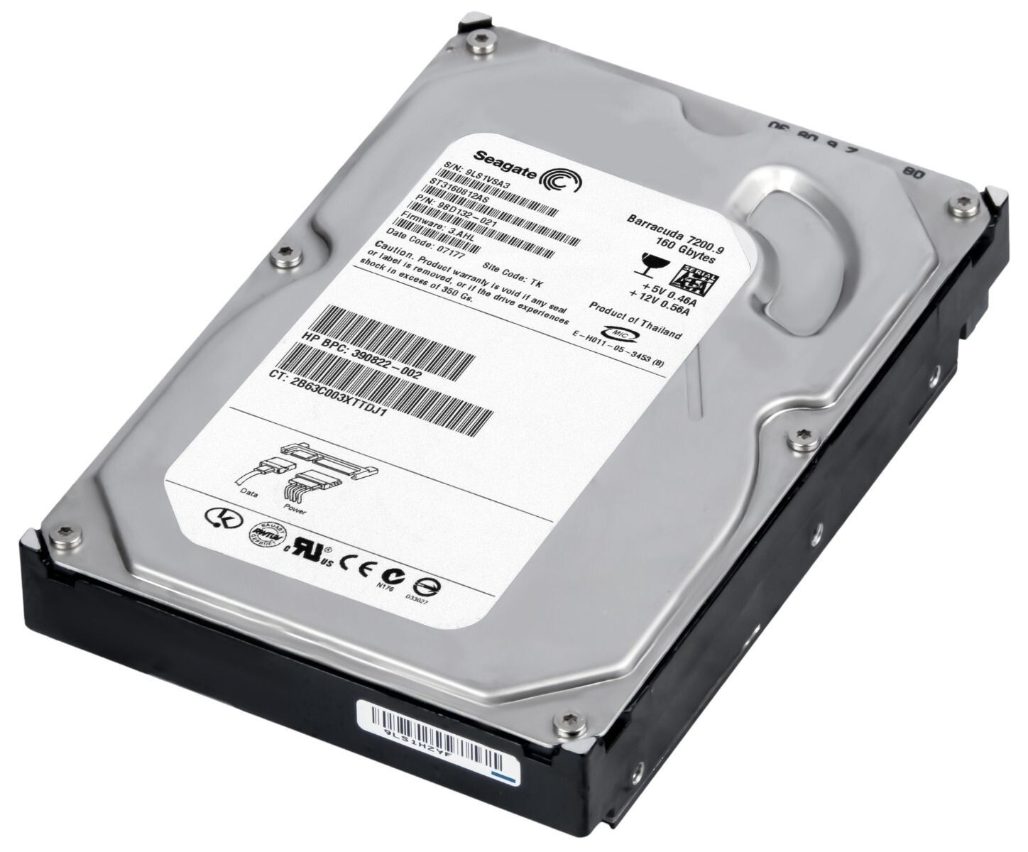 HARD DRIVE HP 390822-002 ST3160812AS 160GB 7200RPM 8MB SATA II 3.5"