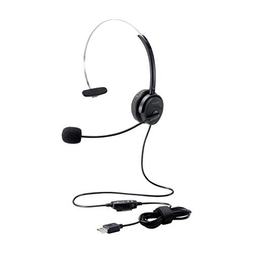 ELECOM headset USB overhead wired one ear 30mm driver black HS-HP29UBK