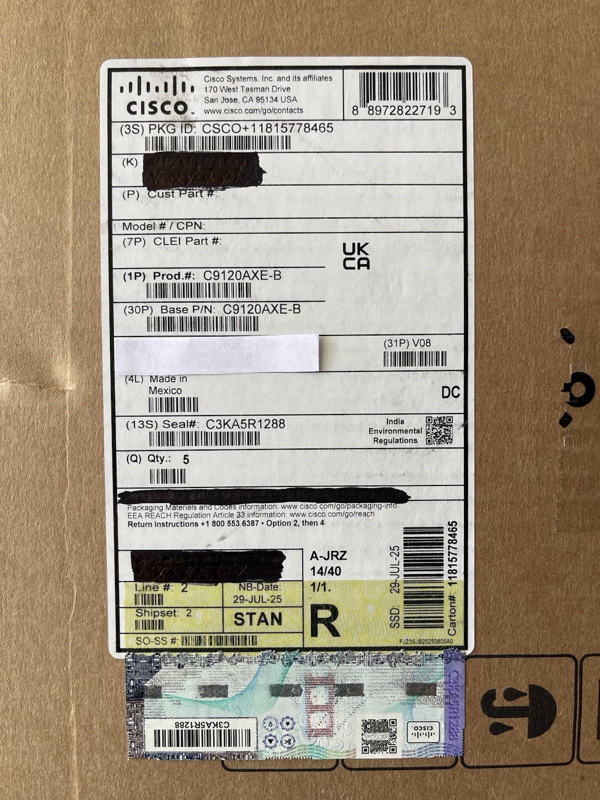 Cisco Catalyst C9120AXE-B 9120AX Indoor Wireless AP WiFi 6 NEW Sealed Box Qty 5
