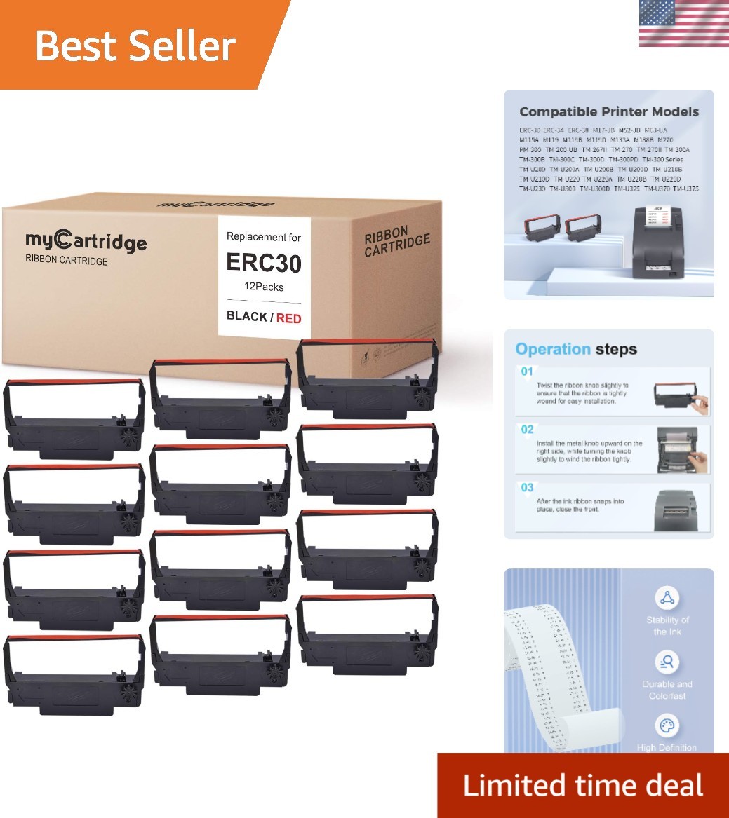 ERC-30 ERC 30 34 38 B/R Compatible with Ribbon Cartridge for use in NK506 Bla...