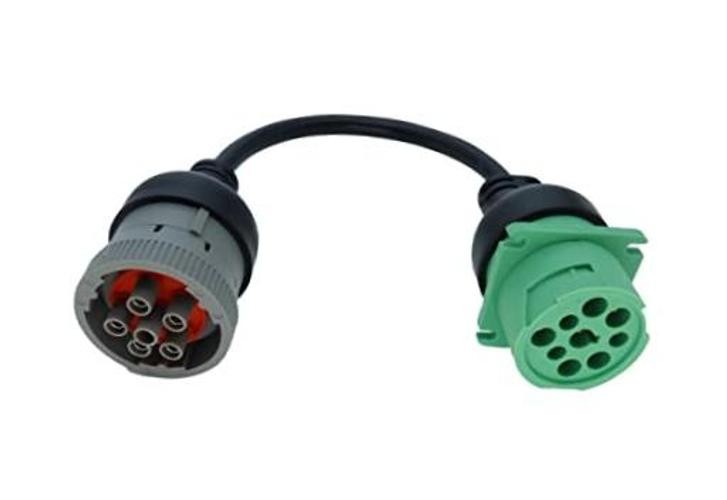 6pin J1708 to Type2 Green 9pin J1939 Adapter Cable for Trucker 30 centimeters