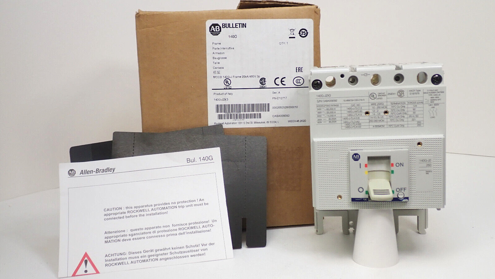 Allen Bradley 140G-J2X3 3-Pole Circuit Breaker Series A