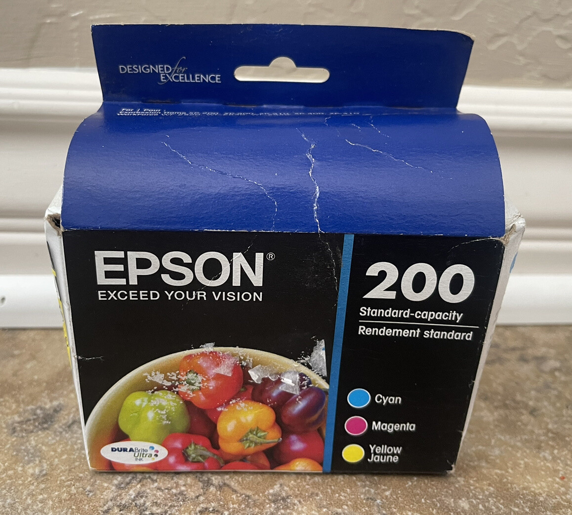 Genuine Epson 200 Cyan Magenta Yellow Ink Cartridges T200520 Expired 5/2023