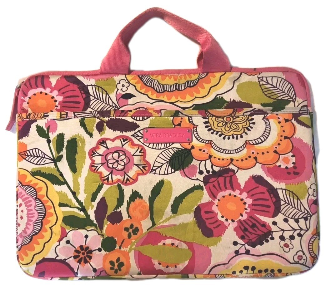 Vintage Vera Bradley Rare Clementine Design Laptop Case Pink Floral Fabric EUC