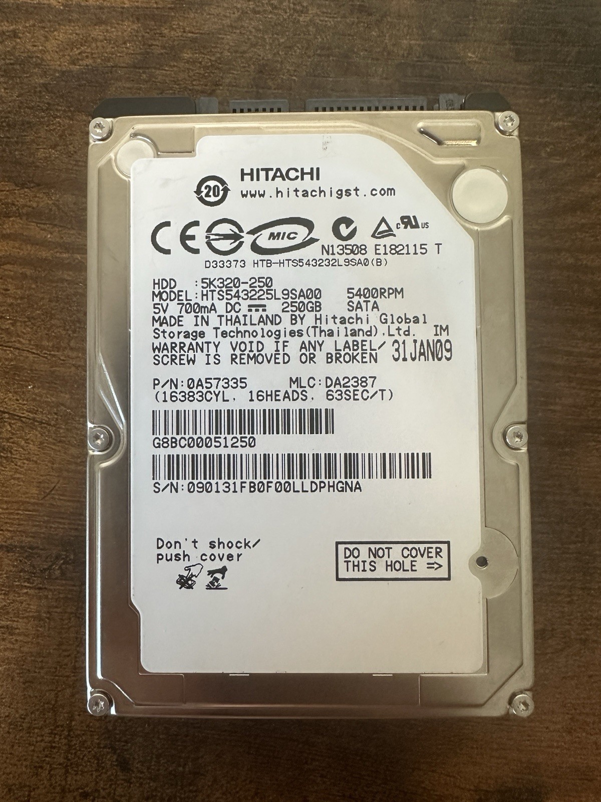 Hitachi HTS543225L9SA00 250GB 2.5” SATA HDD Laptop Hard Drive Tested Working