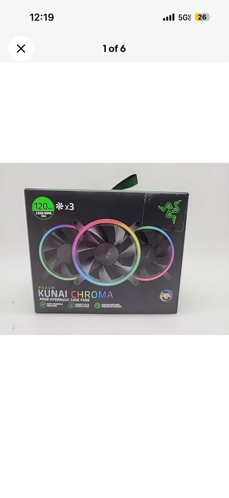 Razer Kunai Chroma 120mm PWM ARGB Case Fan Triple Pack w Controller