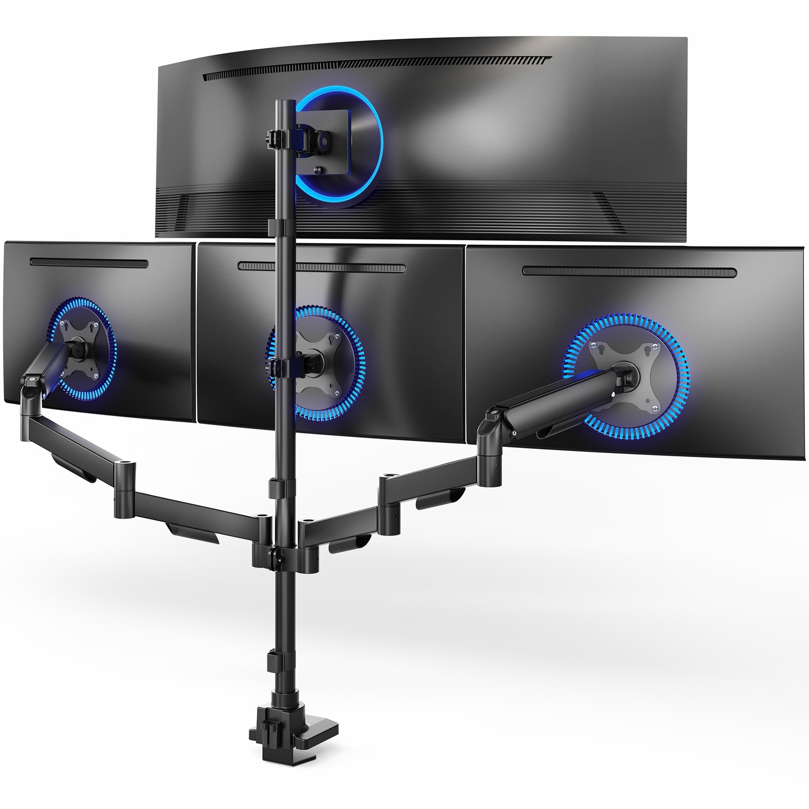 VIVO Quad Monitor Desk Mount, 2 Mechanical Arms + 2 Fixed Arms, 103.4 Capacity