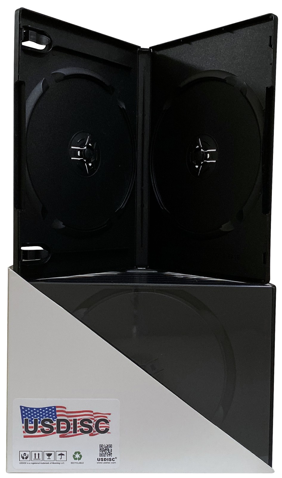 USDISC DVD Cases Standard 14mm Premium, Double 2 Disc (Black) Lot