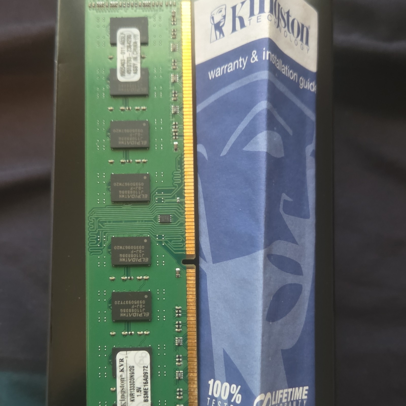 Kingston KVR 2GB DDR3 1333MHz PC3-10600 240-Pin DIMM Non-ECC KVR1333D3N9/2G