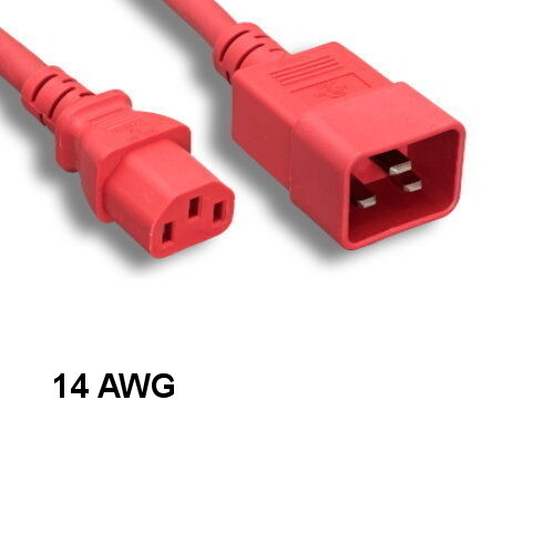 [Lot10] Red 6Ft Heavy Duty Power Cord IEC-60320 C13 to C20 14AWG 15A/250V IT Dat