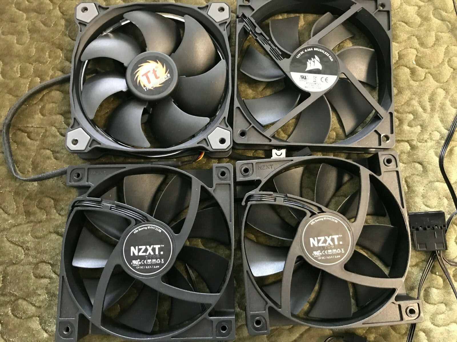 COOLING FAN LOT OF 4 NZXT THERMALTAKE CORSAIR RF-FN122RB TT-1225 A1225M12S 