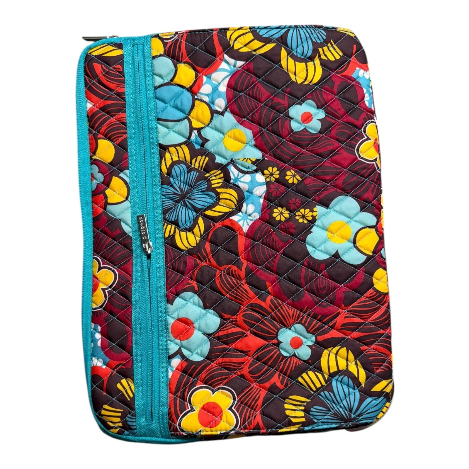 Studio C Quilted Padded Laptop Sleeve Case Cover Blue Teal Floral