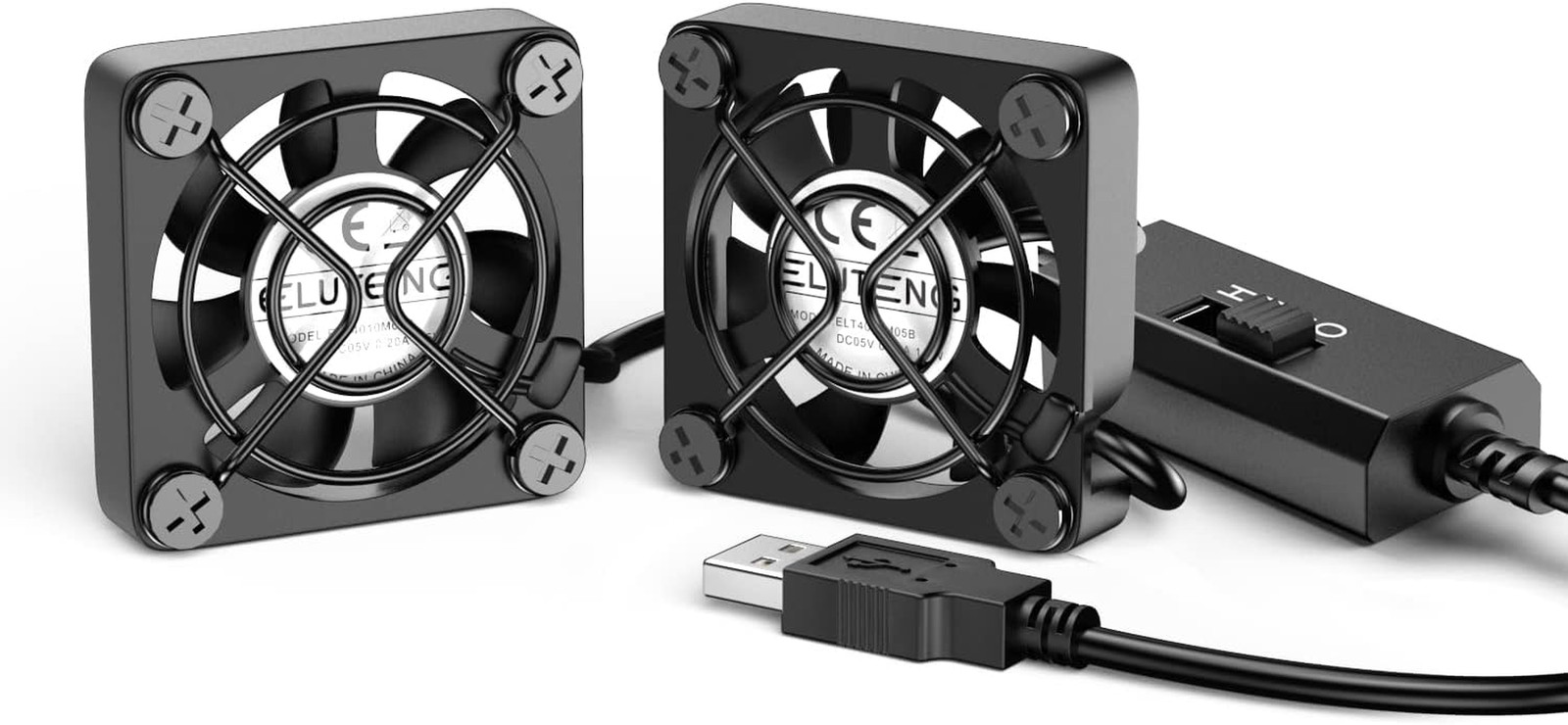 Dual 40Mm USB Fan with 3 Speeds Adjustable 5V PC Fan Max 5500RPM
