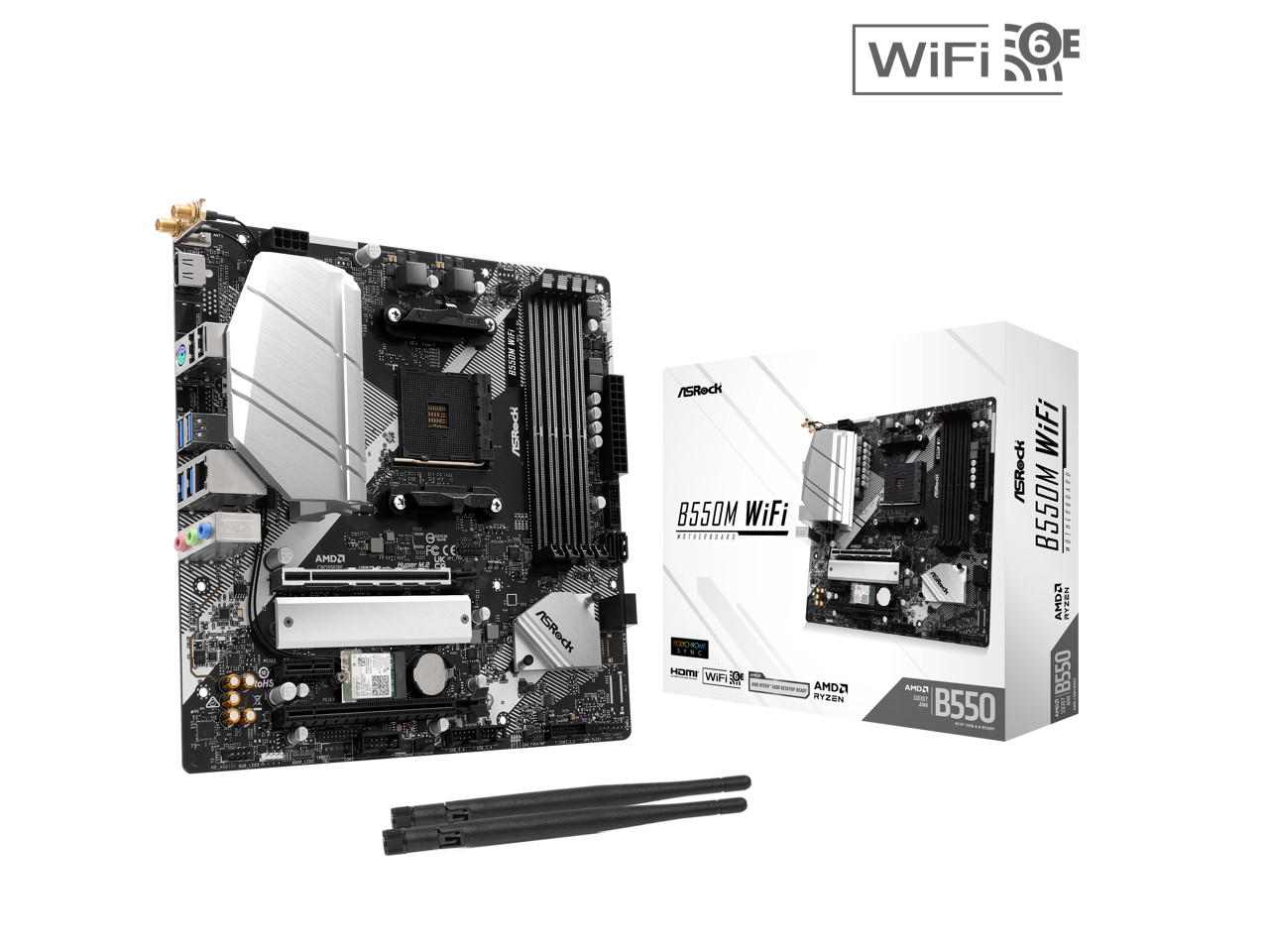 ASRock B550M WiFi AM4 AMD B550 Micro ATX Motherboard - Wi-Fi 6E, PCIe 4.0, Hyper
